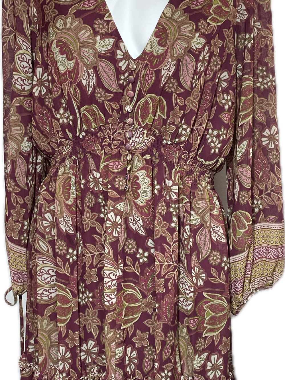 NWT Taylor Long Sleeve V-Neck Floral Ruffle Hem Dress Long Sleeve Size 14 - Picture 5 of 12